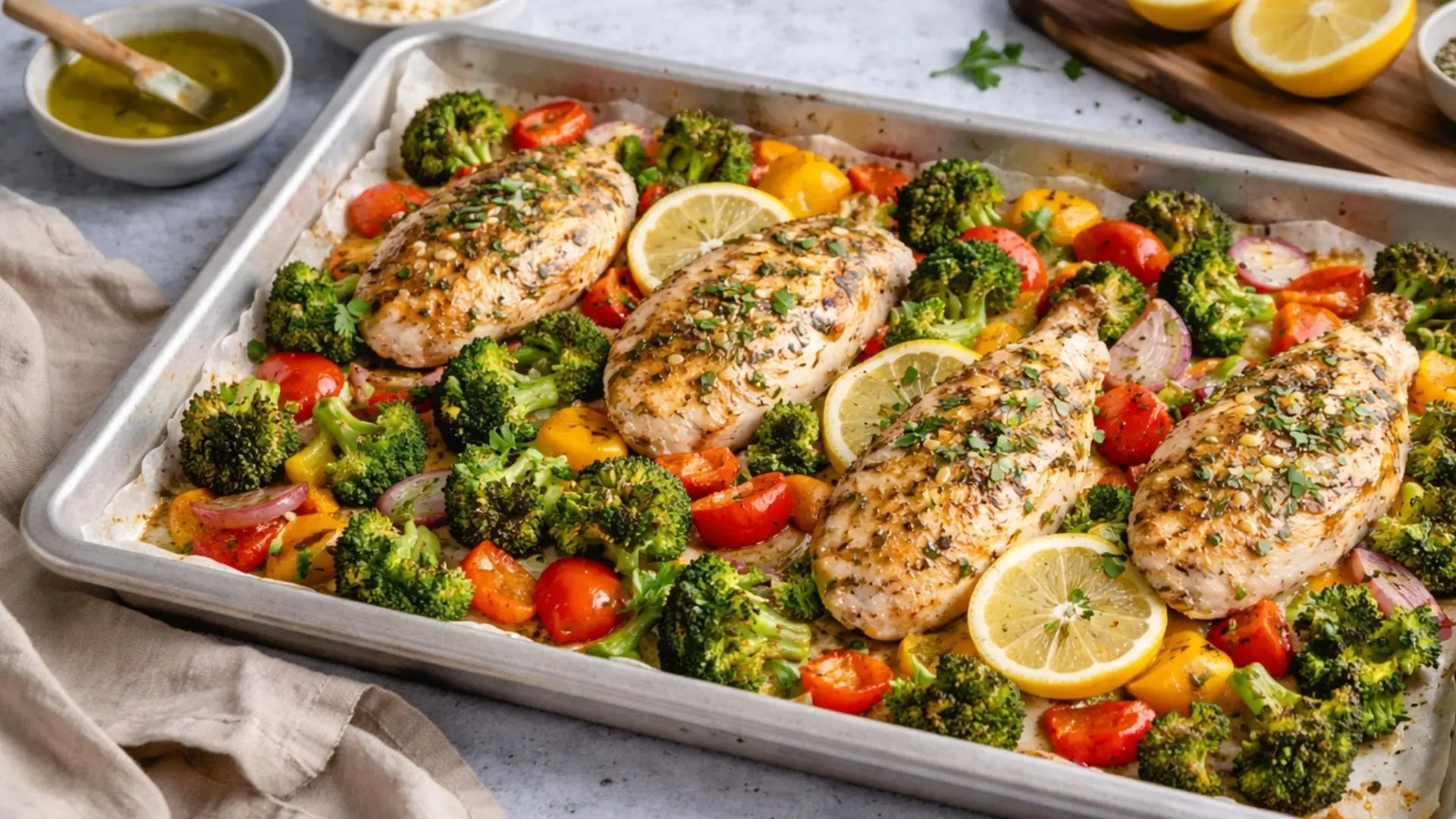 Sheet Pan Lemon Garlic Chicken with Roasted Vegetables